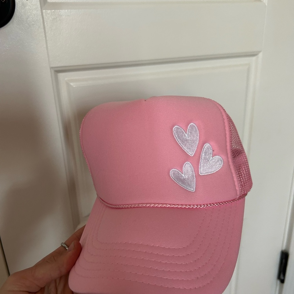 OTTO Pink and White Heart Trucker Hat